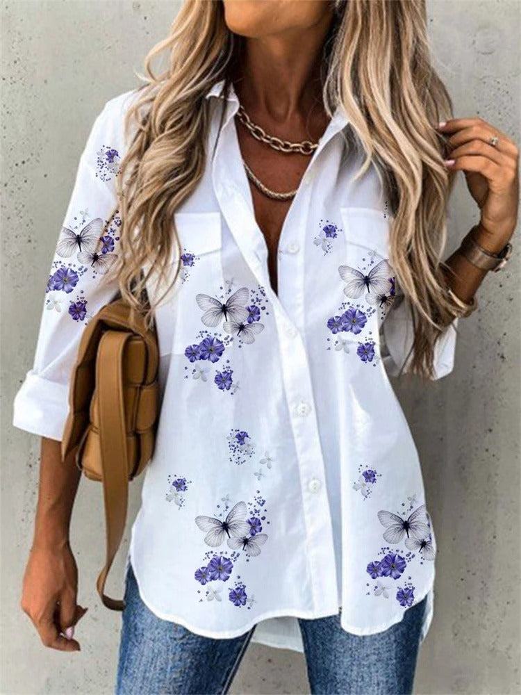 AVP PASSION: Casual Printed Long Sleeve Blouse for Women