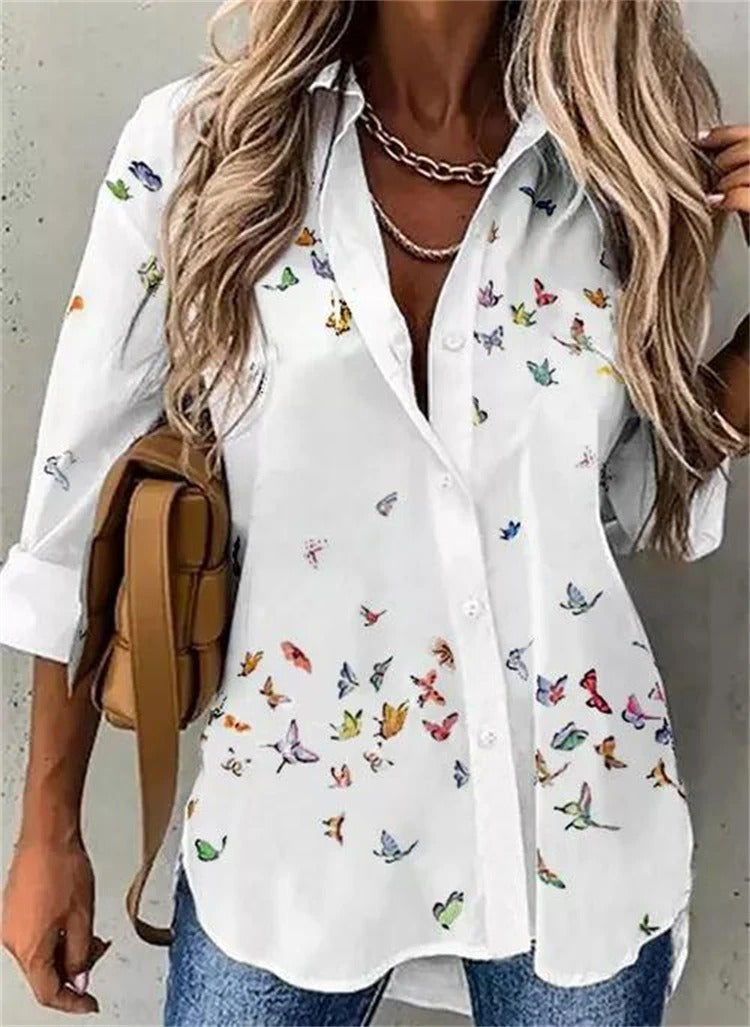 AVP PASSION: Casual Printed Long Sleeve Blouse for Women