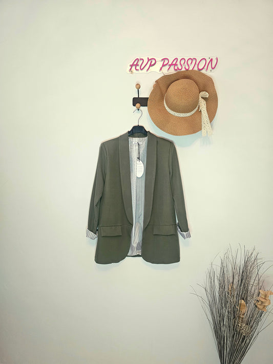 AVP PASSION Veste femme kaki chic taille unique S-XL manches rayées