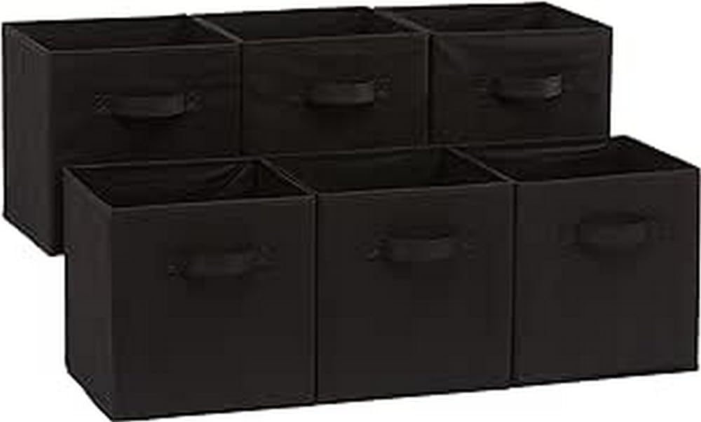 Lot de 6 Cubes de Rangement Pliables en Tissu Rayé