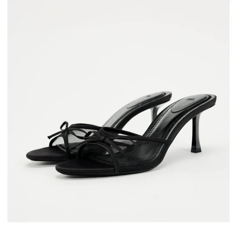 AVP PASSION: Luxury Mesh Bow Heeled Sandals