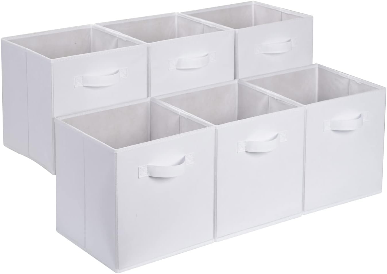 Lot de 6 Cubes de Rangement Pliables en Tissu Rayé