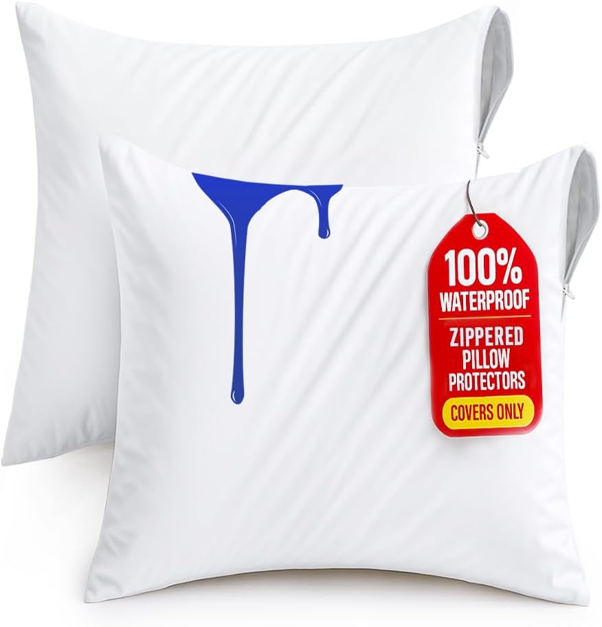 Lot de 2 Protège-Oreillers Imperméables avec Fermeture Éclair (50x70 cm)