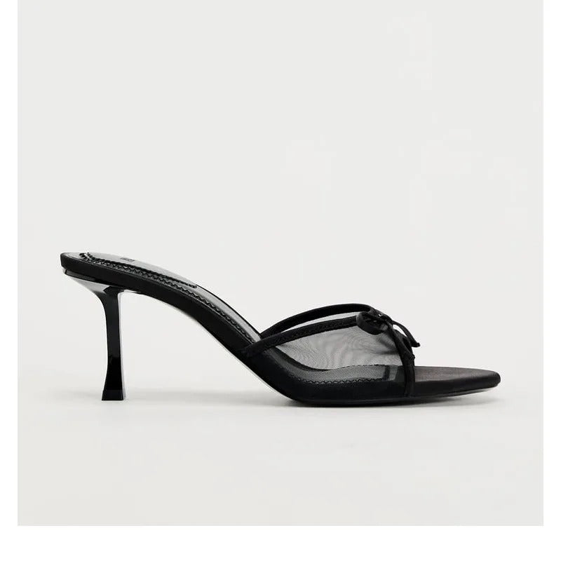 AVP PASSION: Luxury Mesh Bow Heeled Sandals