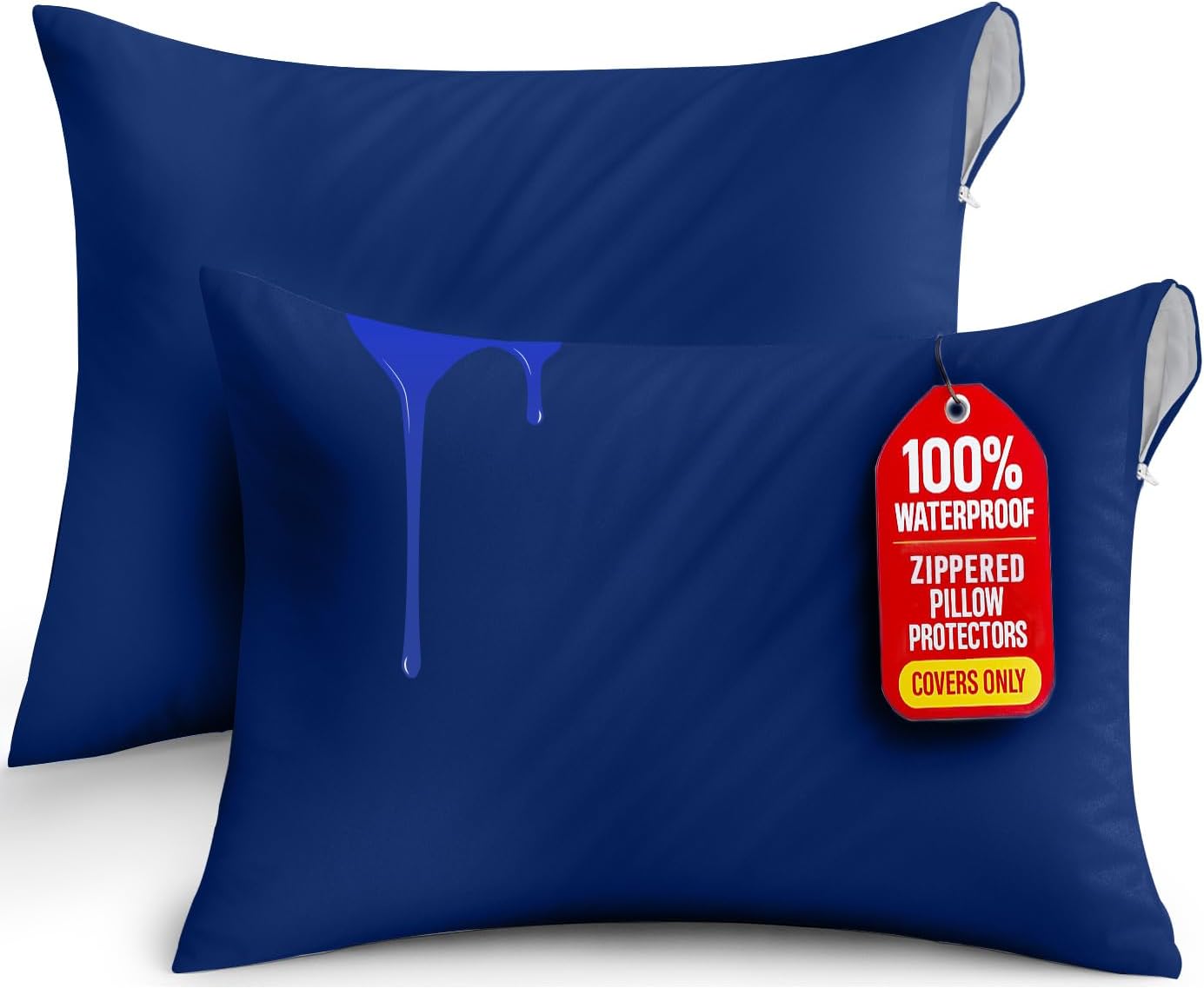 Lot de 2 Protège-Oreillers Imperméables avec Fermeture Éclair (50x70 cm)