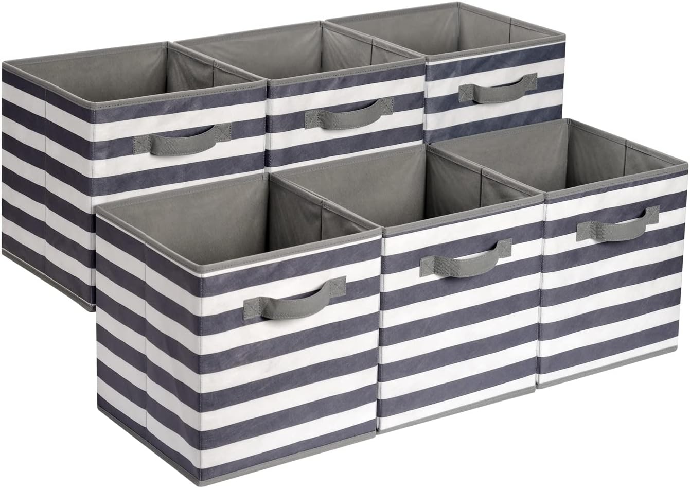 Lot de 6 Cubes de Rangement Pliables en Tissu Rayé