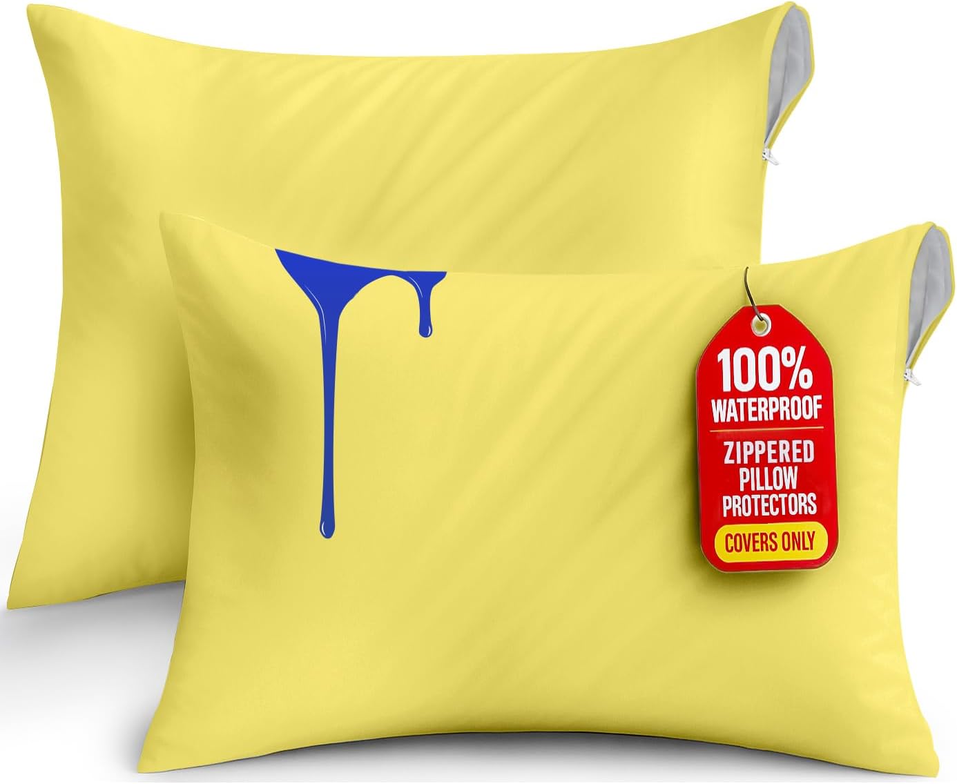 Lot de 2 Protège-Oreillers Imperméables avec Fermeture Éclair (50x70 cm)