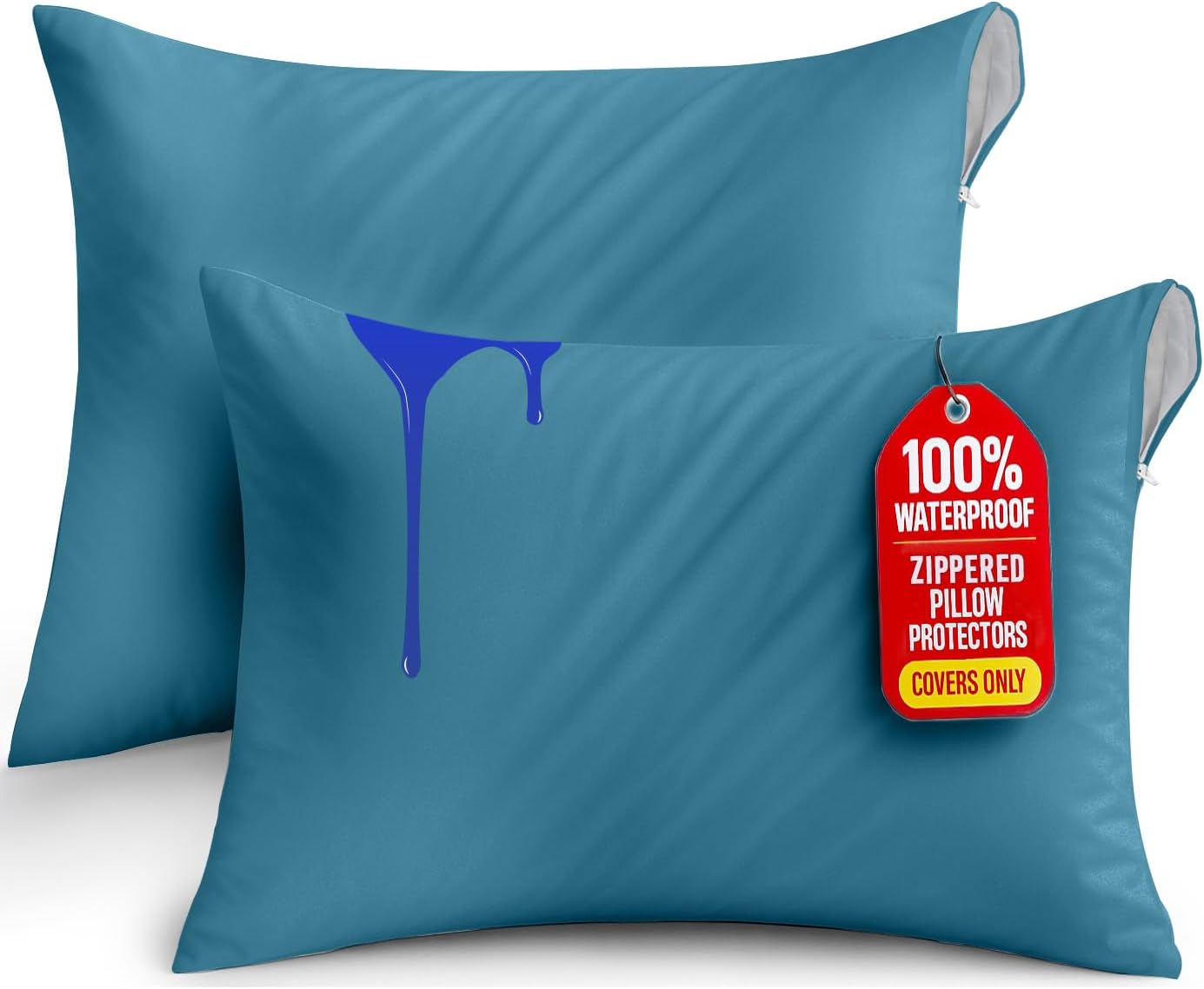 Lot de 2 Protège-Oreillers Imperméables avec Fermeture Éclair (50x70 cm)