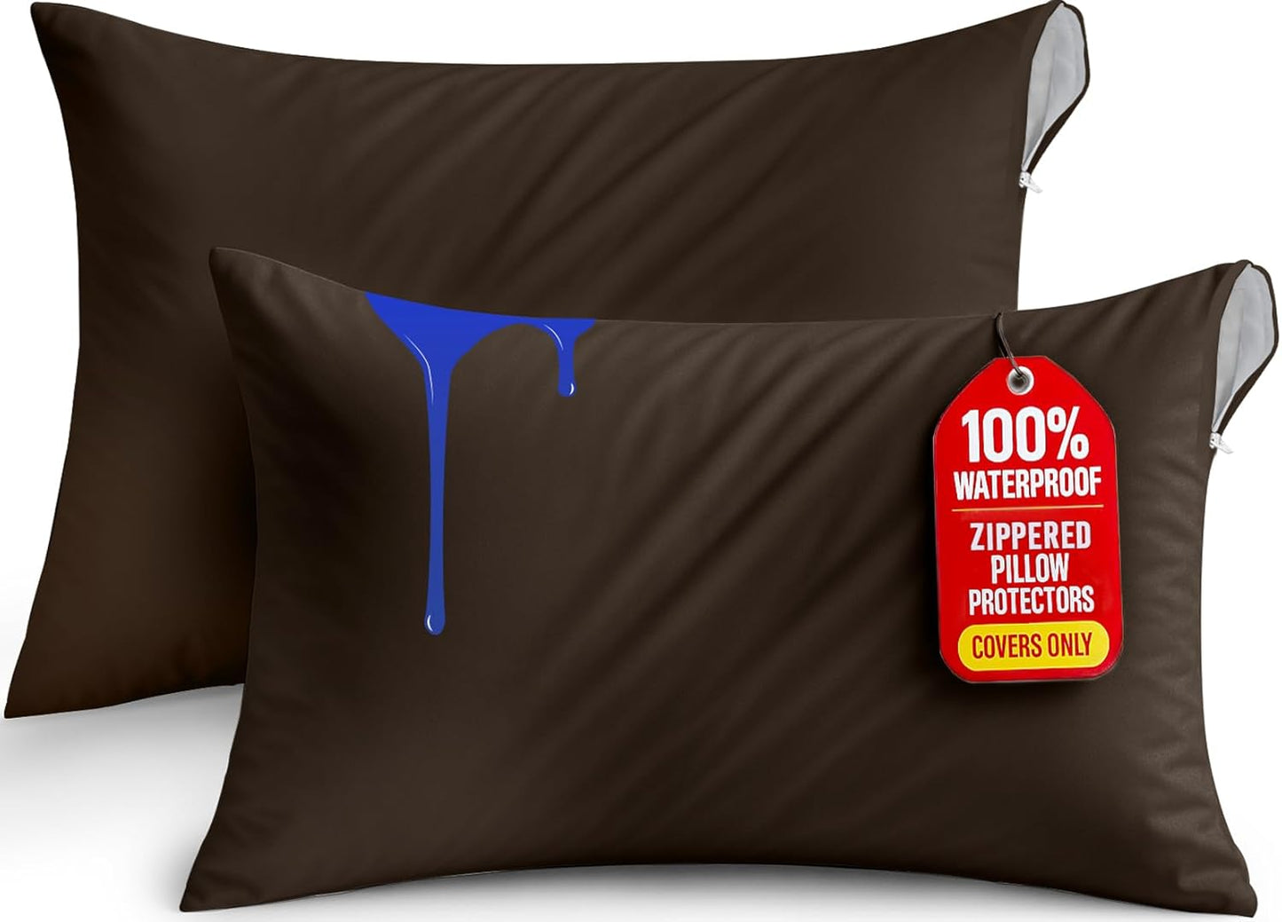 Lot de 2 Protège-Oreillers Imperméables avec Fermeture Éclair (50x70 cm)