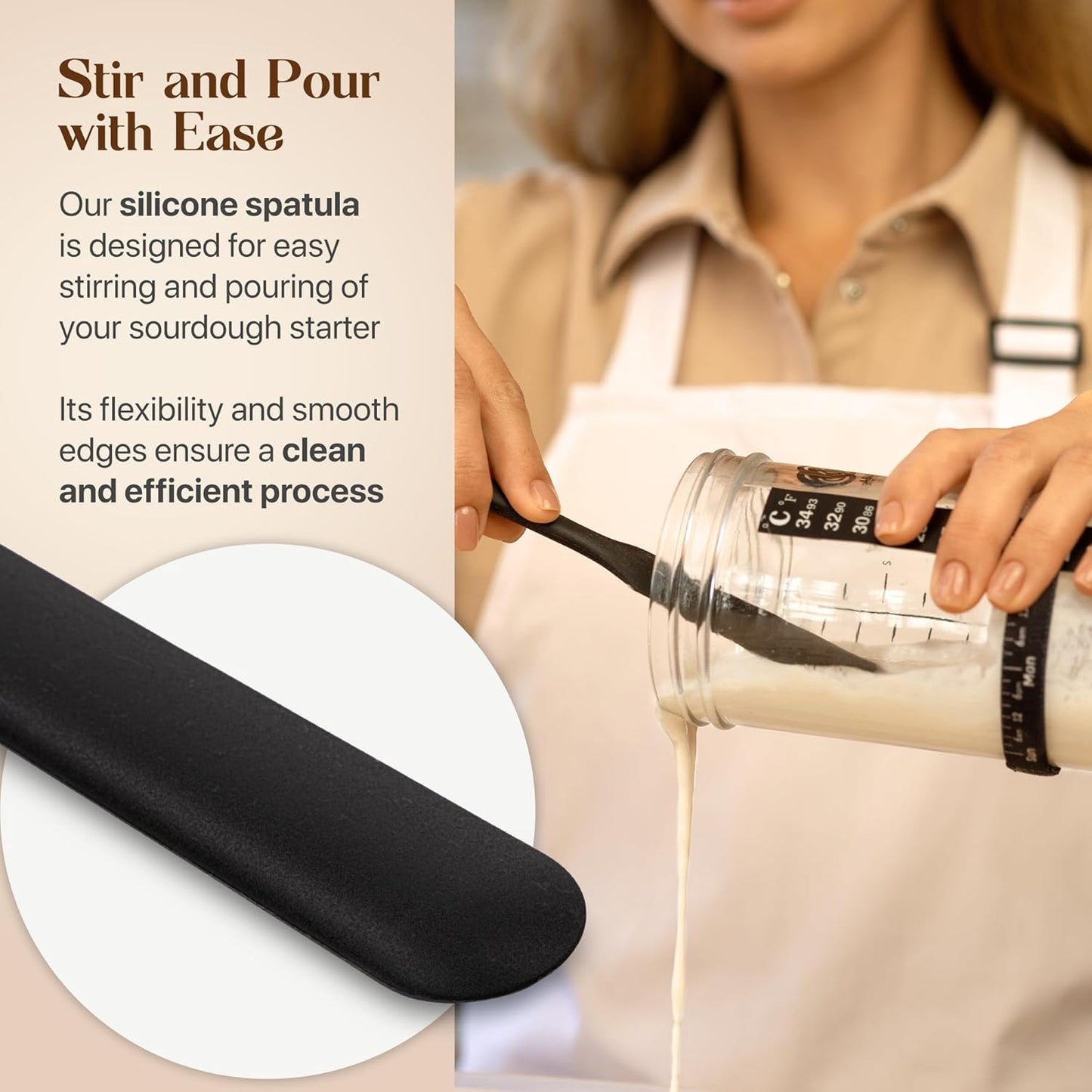 Kit Levain avec Bocal en Verre et Accessoires de Boulangerie