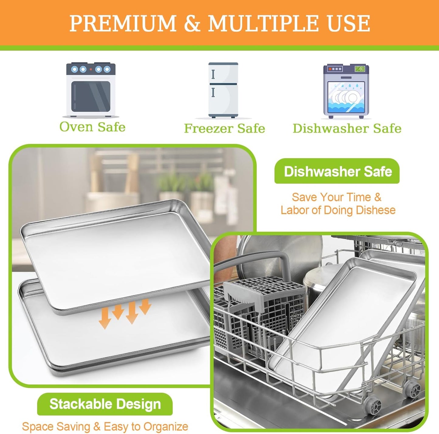 Plaques de cuisson en acier inoxydable – Lot de 2