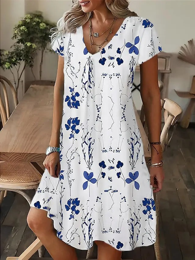 AVP PASSION: Paisley Tie-Dye T-Shirt Dress with V-Neck