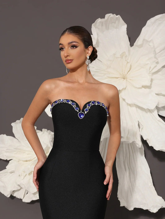 AVP PASSION: 2025 Rhinestone Black Bandage Gown