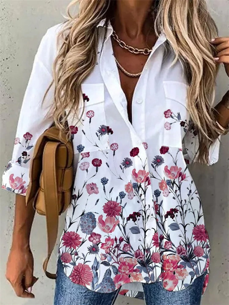 AVP PASSION: Casual Printed Long Sleeve Blouse for Women