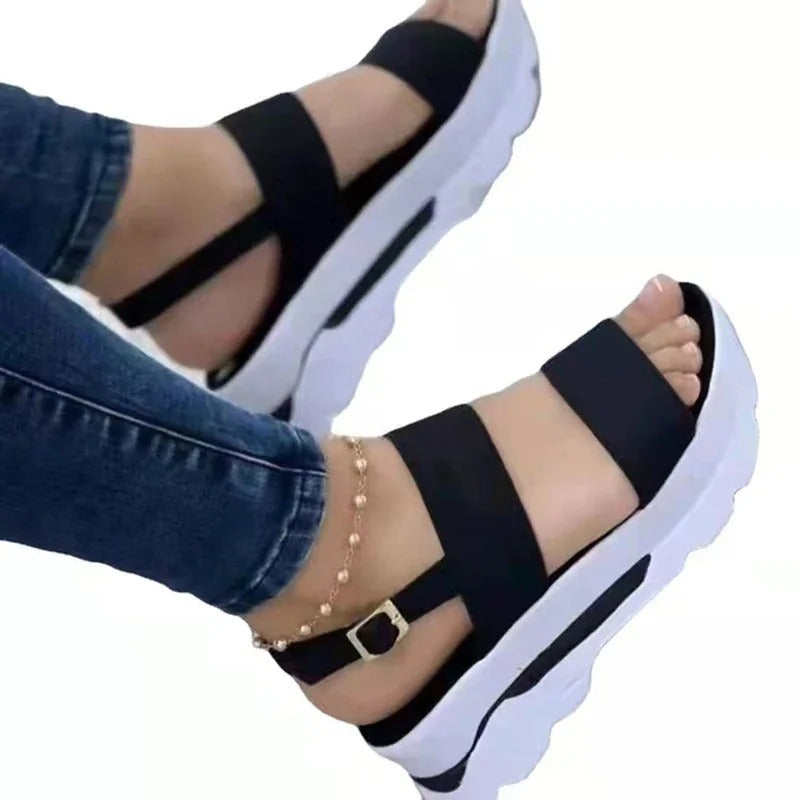 AVP PASSION: Women's Buckle Strap Wedge Sandals