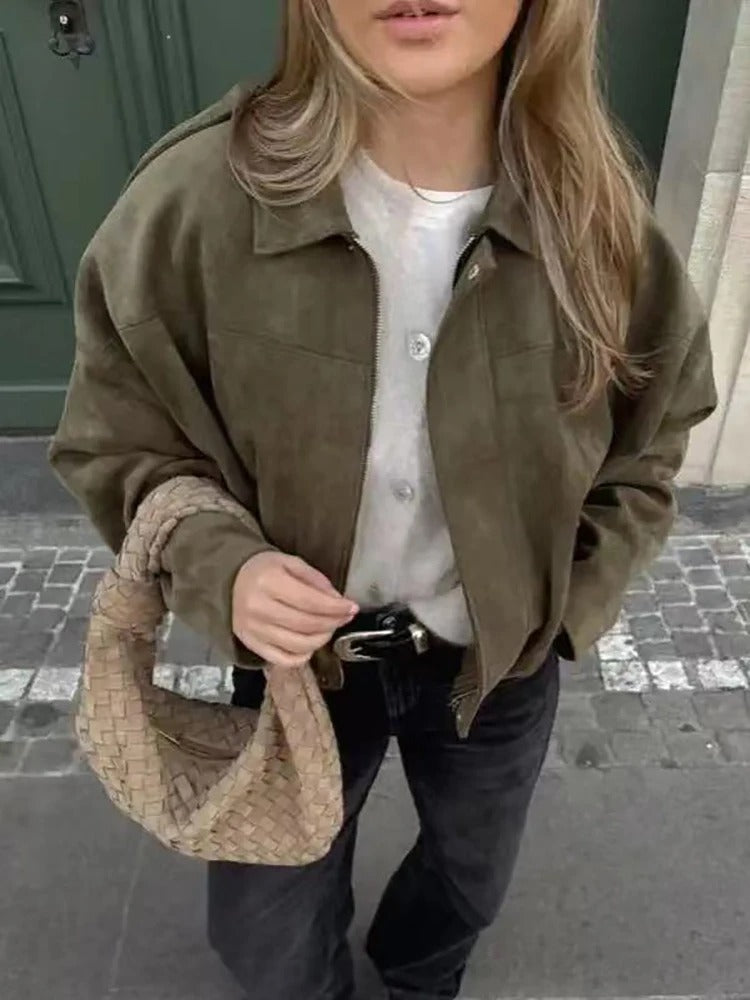 Veste Bomber Oversize Vintage Femme – Vert Chic 2025
