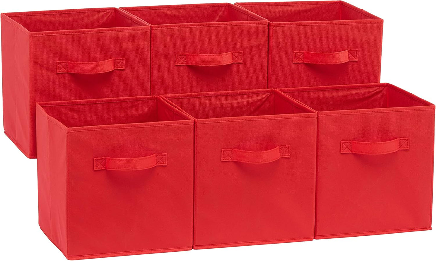 Lot de 6 Cubes de Rangement Pliables en Tissu Rayé