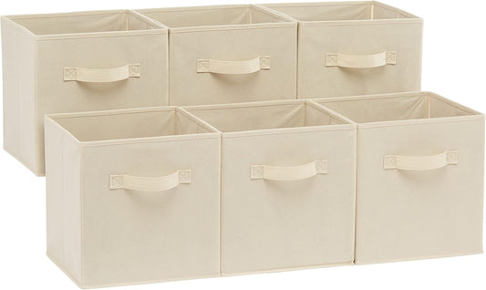 Lot de 6 Cubes de Rangement Pliables en Tissu Rayé
