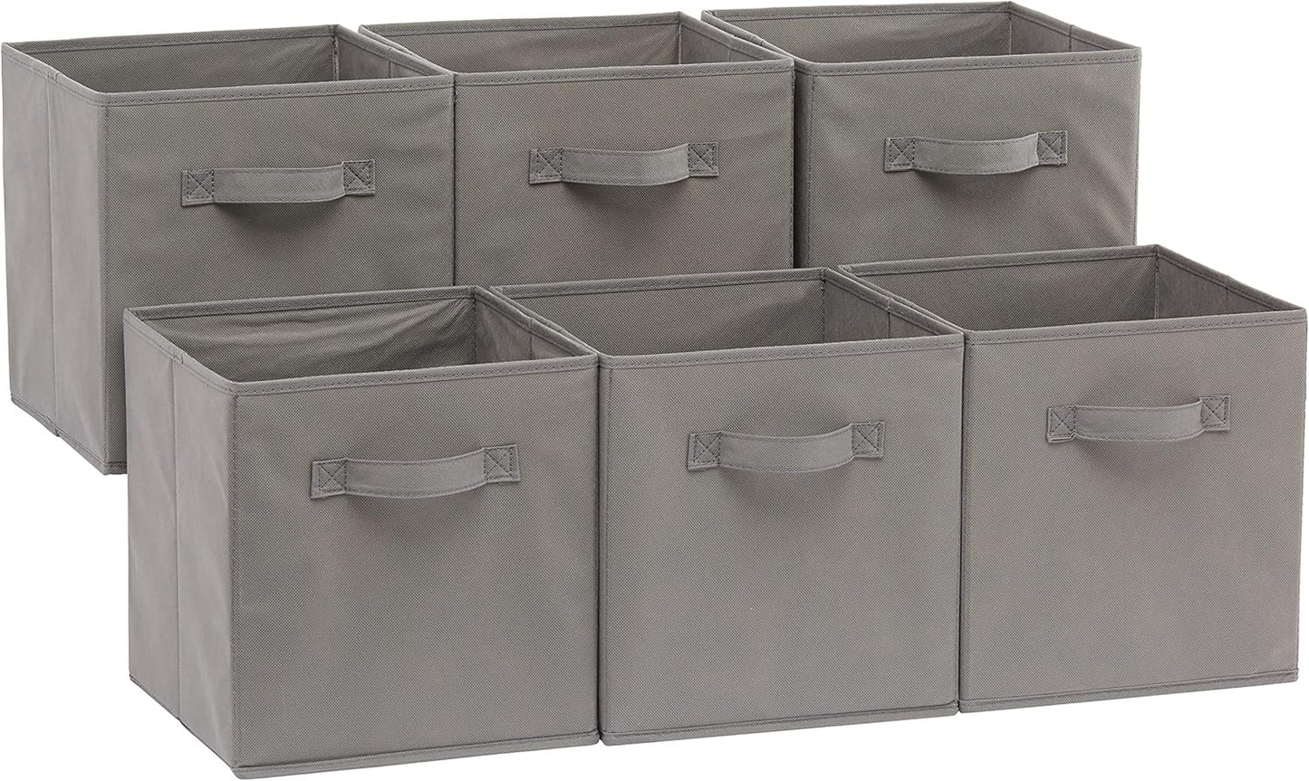 Lot de 6 Cubes de Rangement Pliables en Tissu Rayé