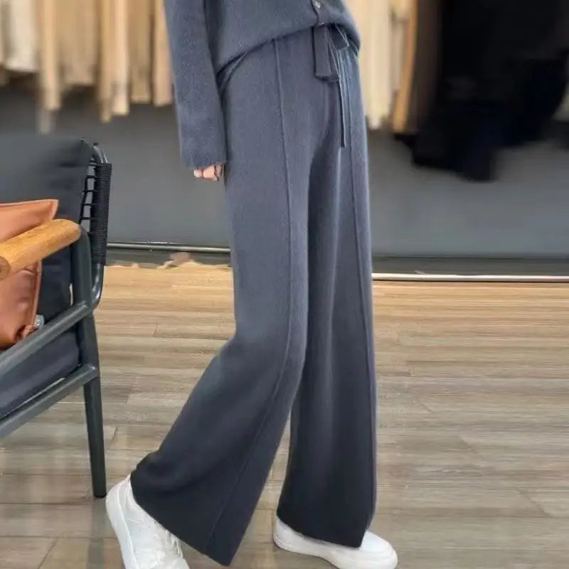 Pantalon Large Femme en Laine Mérinos – Doux & Chaud Automne/Hiver