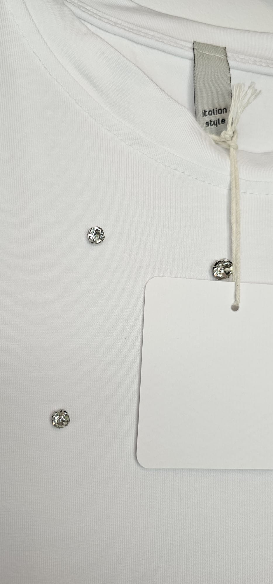 T-shirt Femme Perles – Blanc – 100% Coton – Élégant et Décontracté – Taille Unique