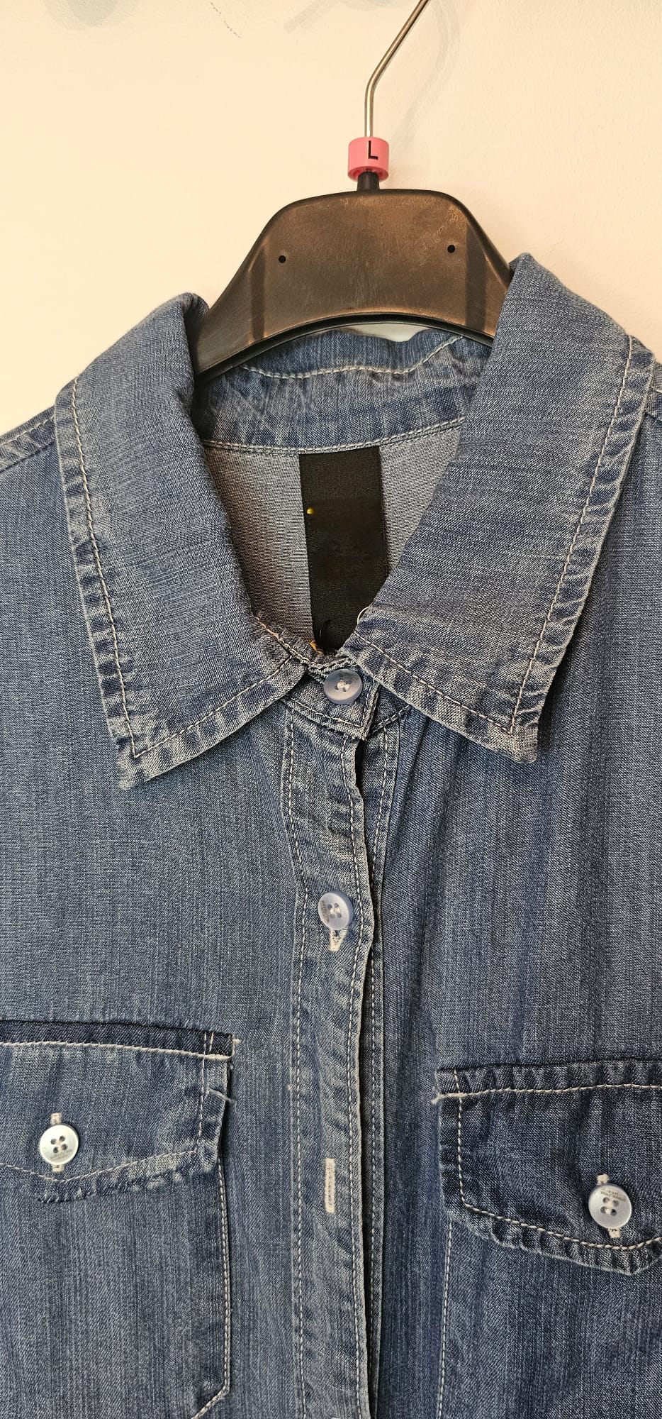 AVP PASSION Robe en jean femme été babydoll manches courtes boutonnée