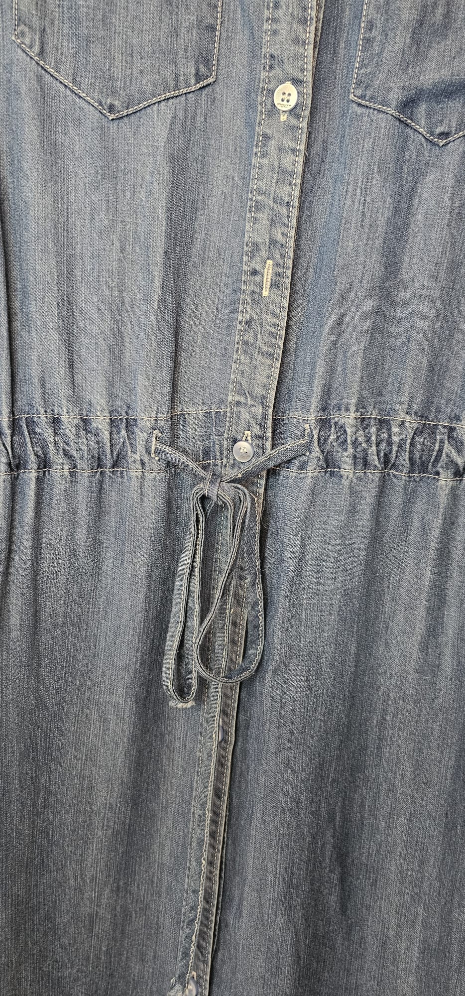 AVP PASSION Robe en jean femme été babydoll manches courtes boutonnée