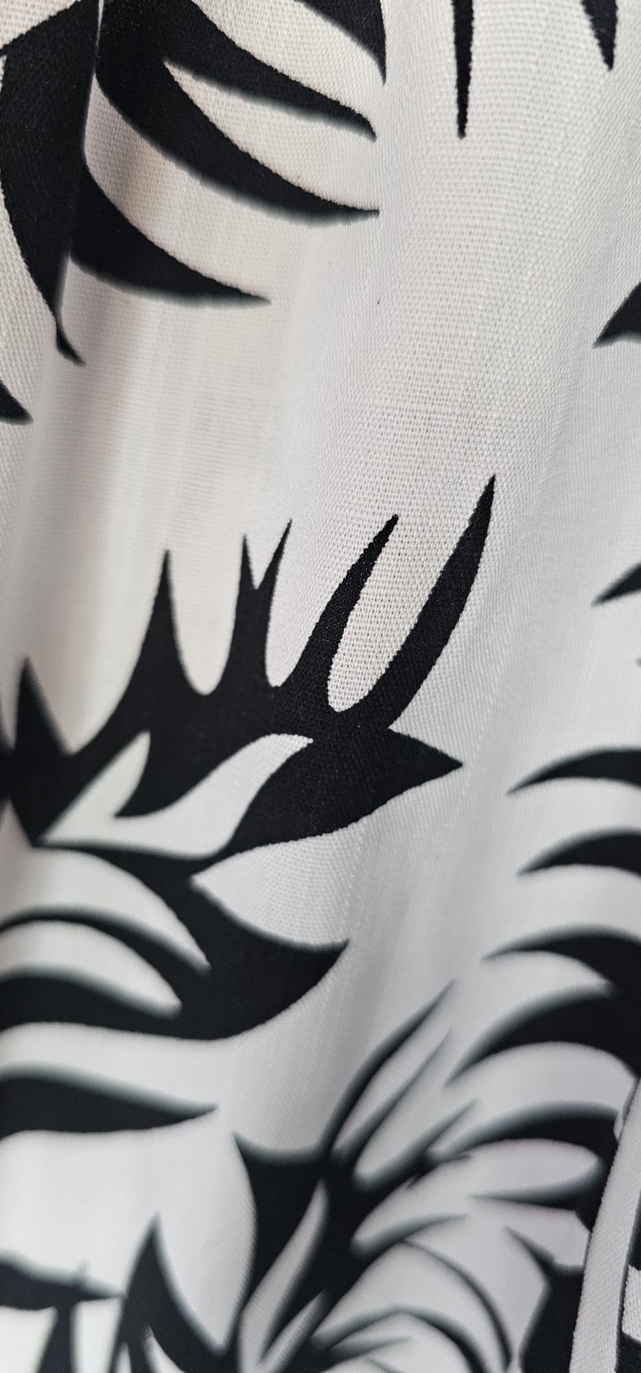 AVP PASSION Pantalon fluide femme bohème taille basse à motifs feuilles noir blanc