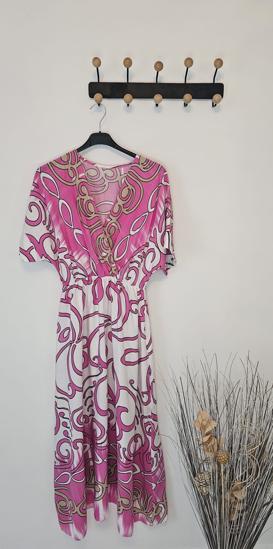 AVP PASSION Robe été bohème femme grande taille florale mi-longue à volants col V