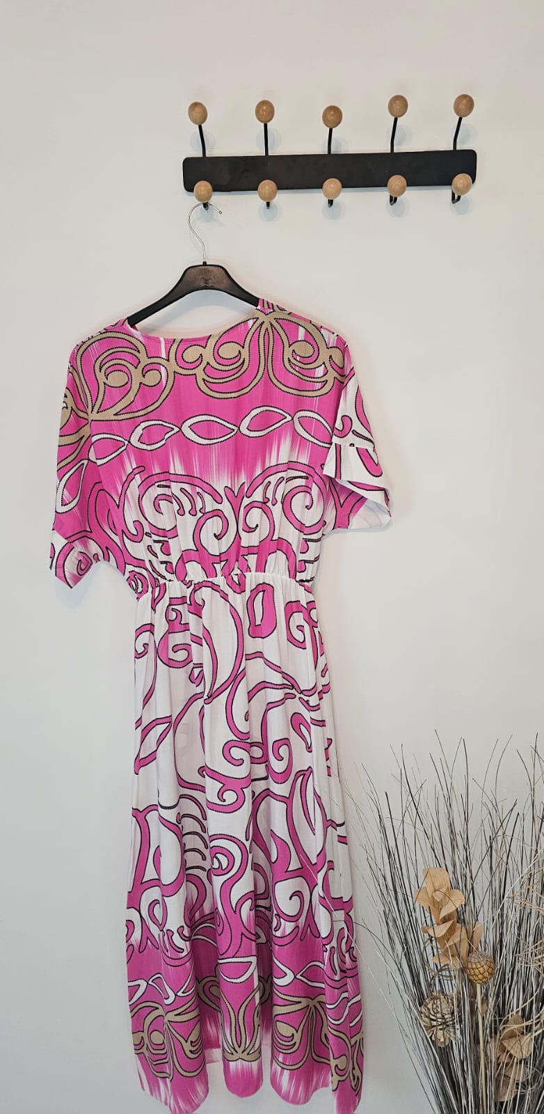 AVP PASSION Robe été bohème femme grande taille florale mi-longue à volants col V