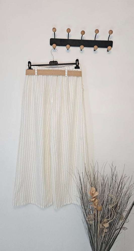 AVP PASSION Pantalon palazzo femme été coton lin ample fluide avec poches