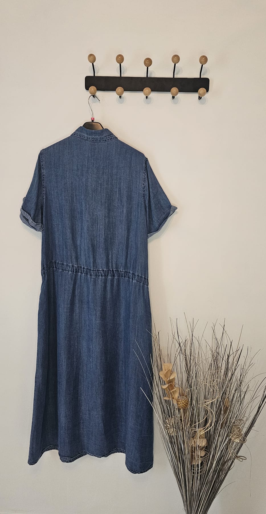 AVP PASSION Robe en jean femme été babydoll manches courtes boutonnée