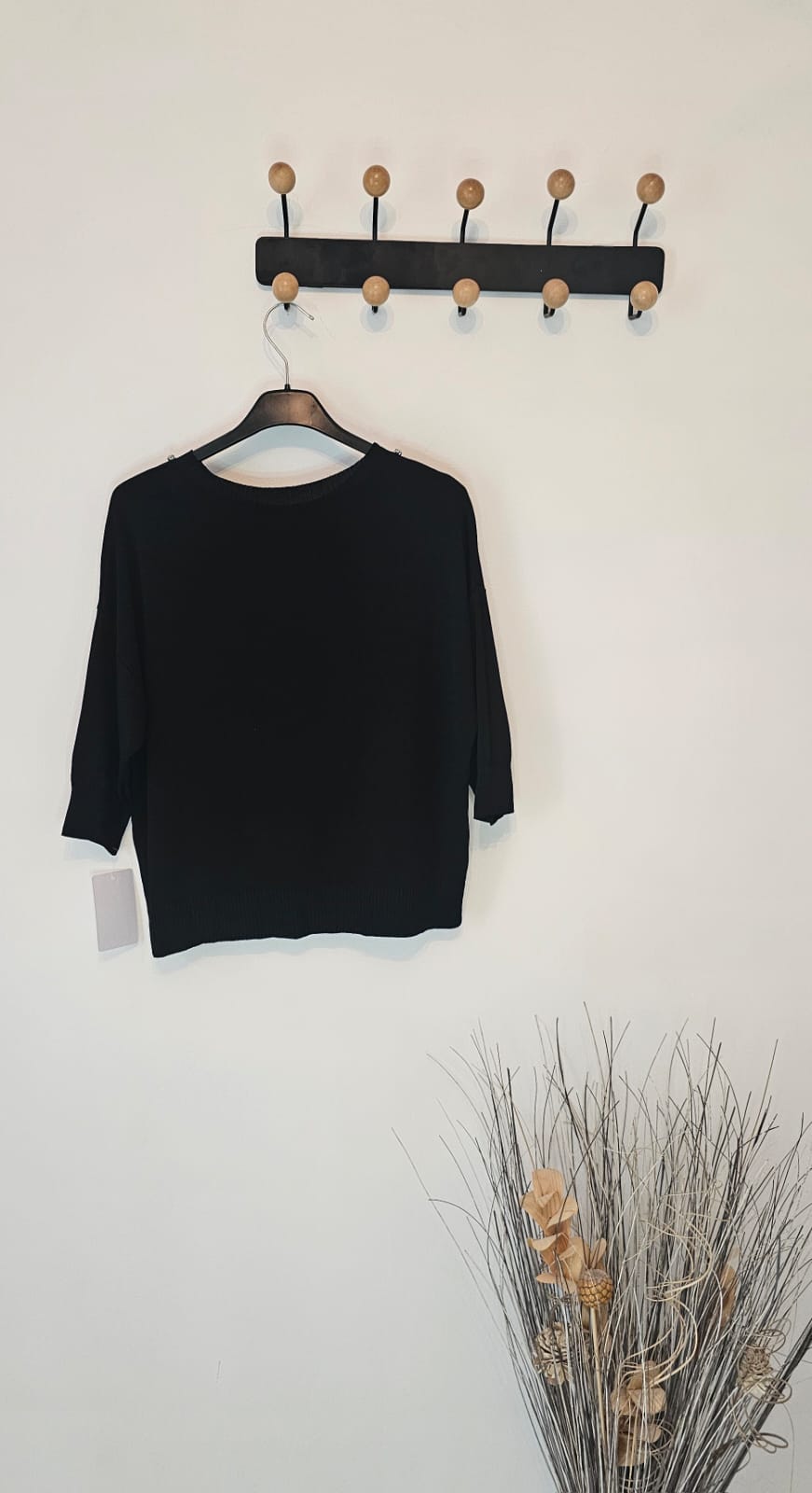 Haut Maille Perlée Femme – Noir – Style Court Chic – Taille Unique