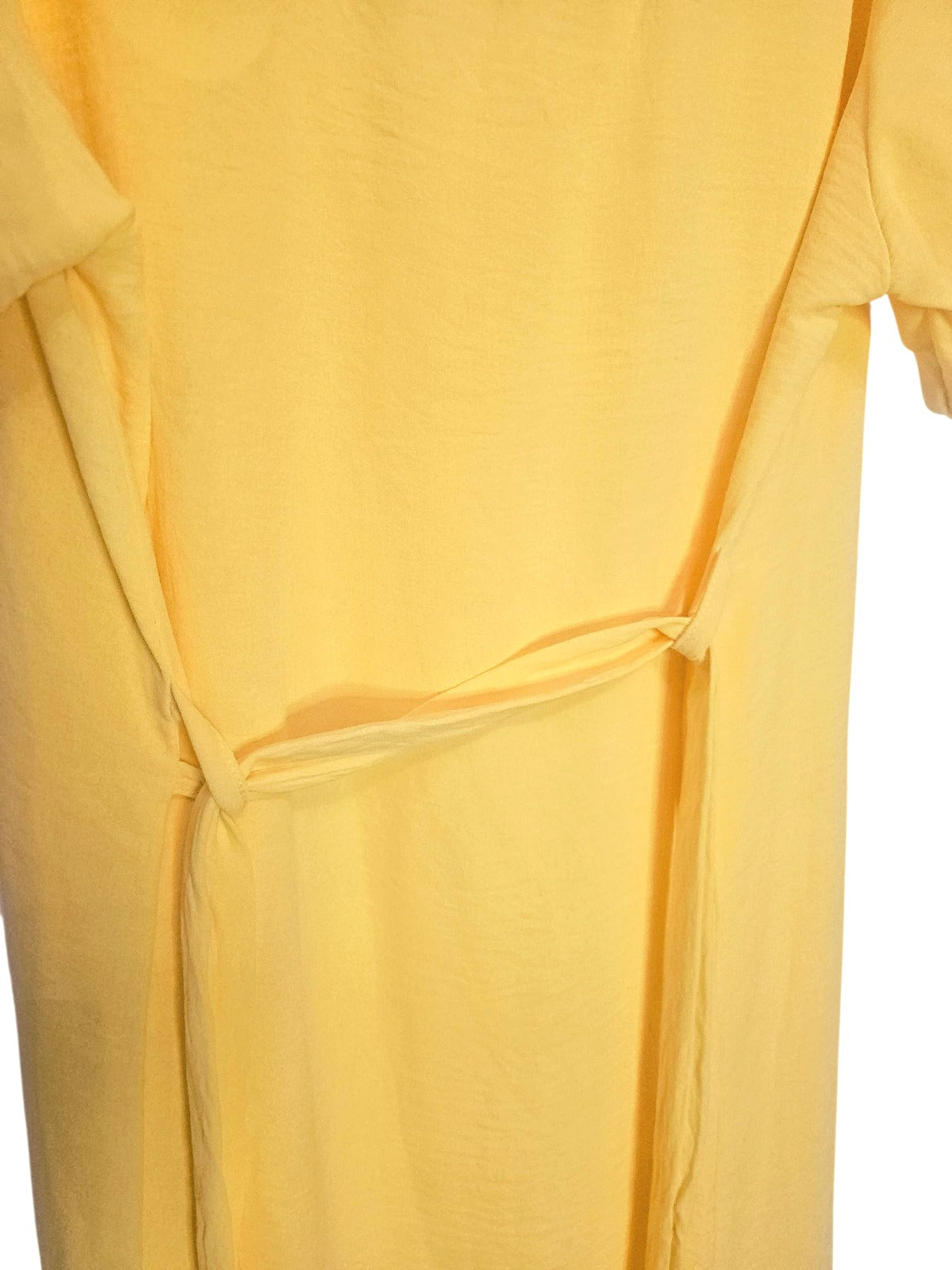AVP PASSION-Robe Jaune Fluide Femme avec Ceinture – Taille Unique – Dos Croisé