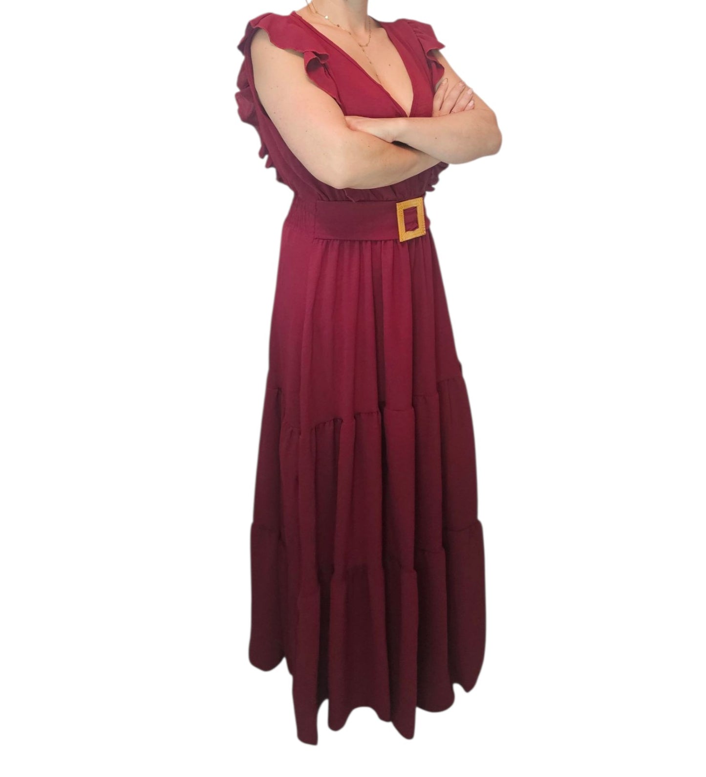 AVP PASSION – Robe Longue Ceinturée à Fente