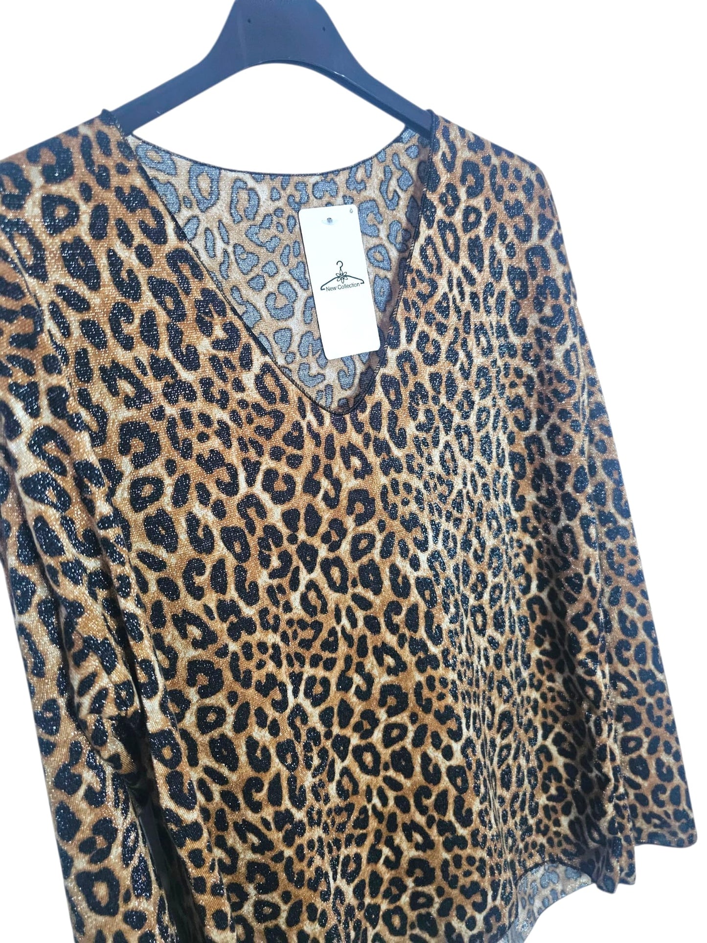 Blouse Femme Léopard – Manches 3/4, Col V, Style Casual & Chic