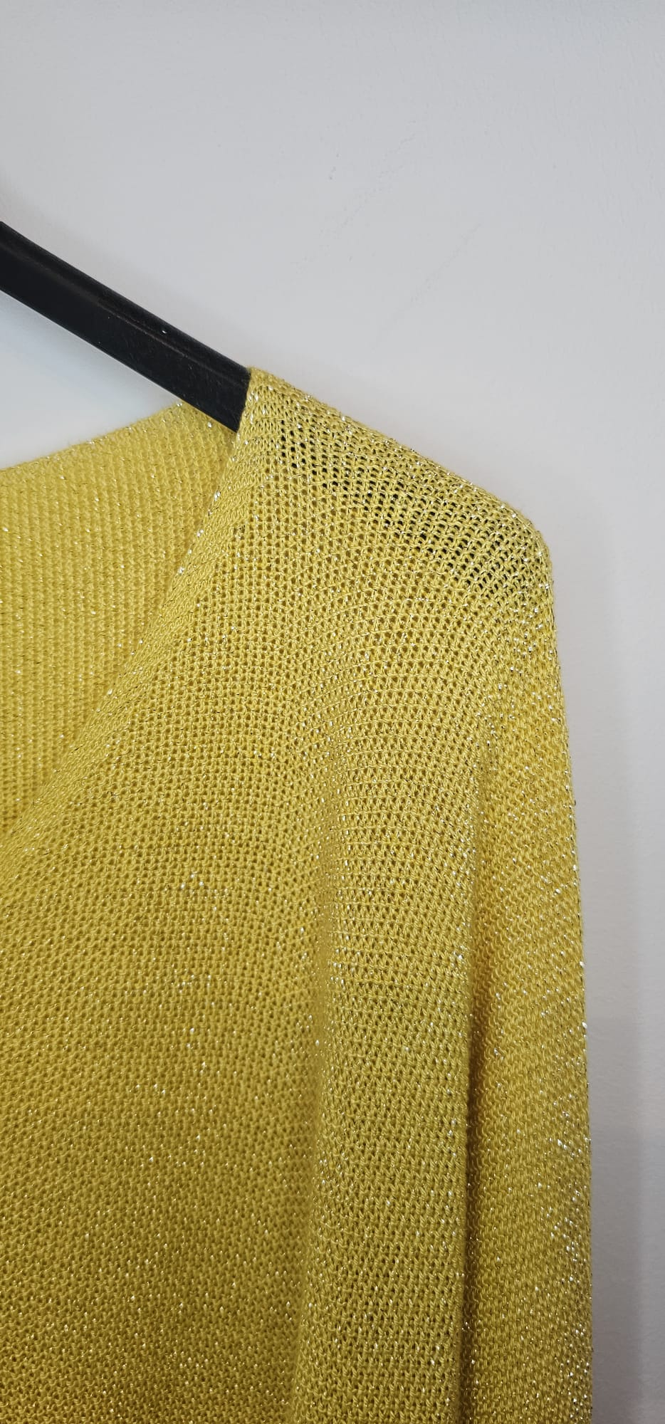 Pull Brillant Femme Viscose Manche 3/4 – Moutarde – Taille Unique