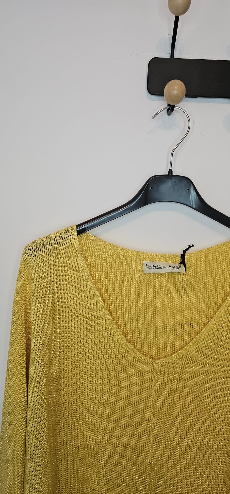 Pull Brillant Femme Viscose Manche 3/4 – Moutarde – Taille Unique