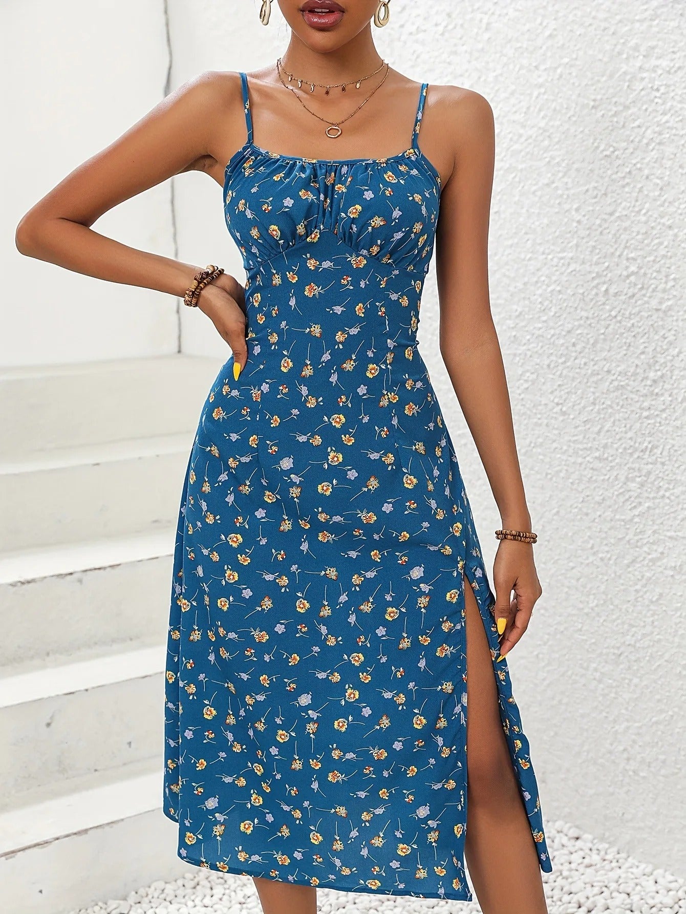 AVP PASSION: 2024 Polka Dot Spaghetti Strap Midi Dress
