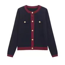 Cardigan Chic Noir & Blanc – Boutons Dorés