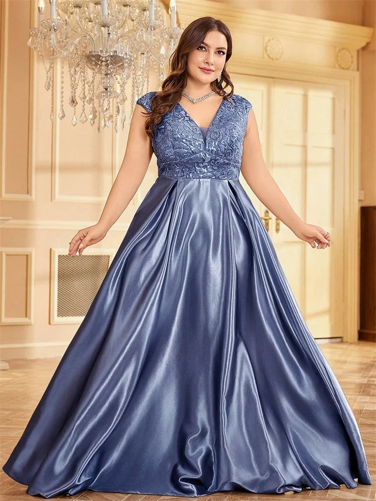 AVP PASSION – Robe de Soirée Satin Doré Pailletée