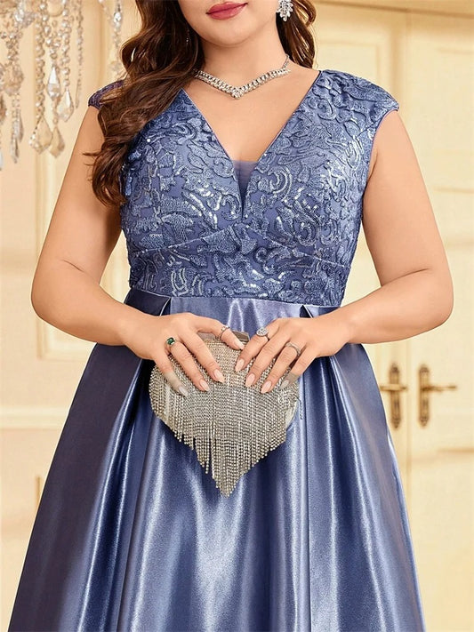 AVP PASSION – Robe de Soirée Satin Doré Pailletée