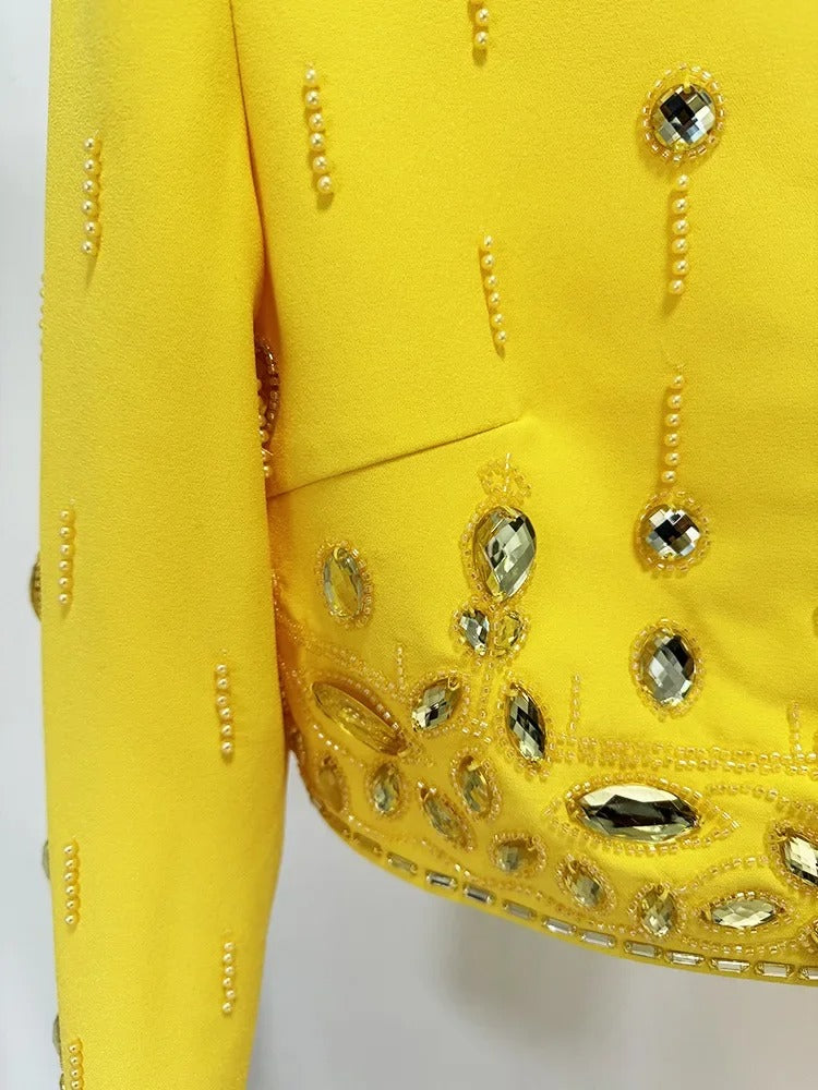 AVP PASSION: Spliced Rhinestone Top & Zipper Patchwork Skirt Set