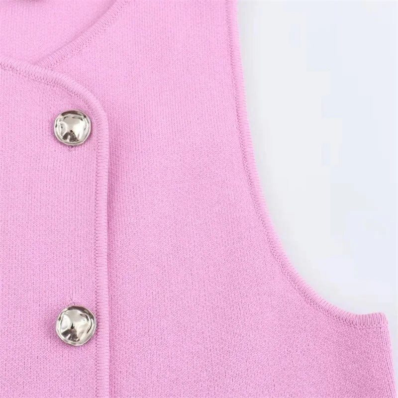 AVP PASSION: Knit Cropped Double-Breasted Vest