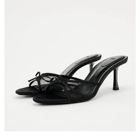 AVP PASSION: Luxury Mesh Bow Heeled Sandals
