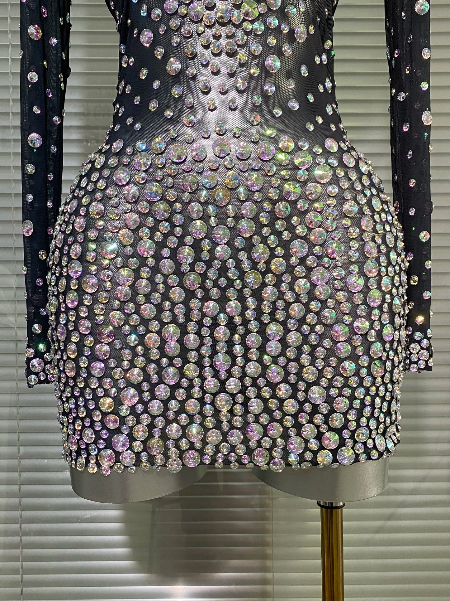 AVP PASSION: Sheer Black Sparkle Bodycon Mini Dress
