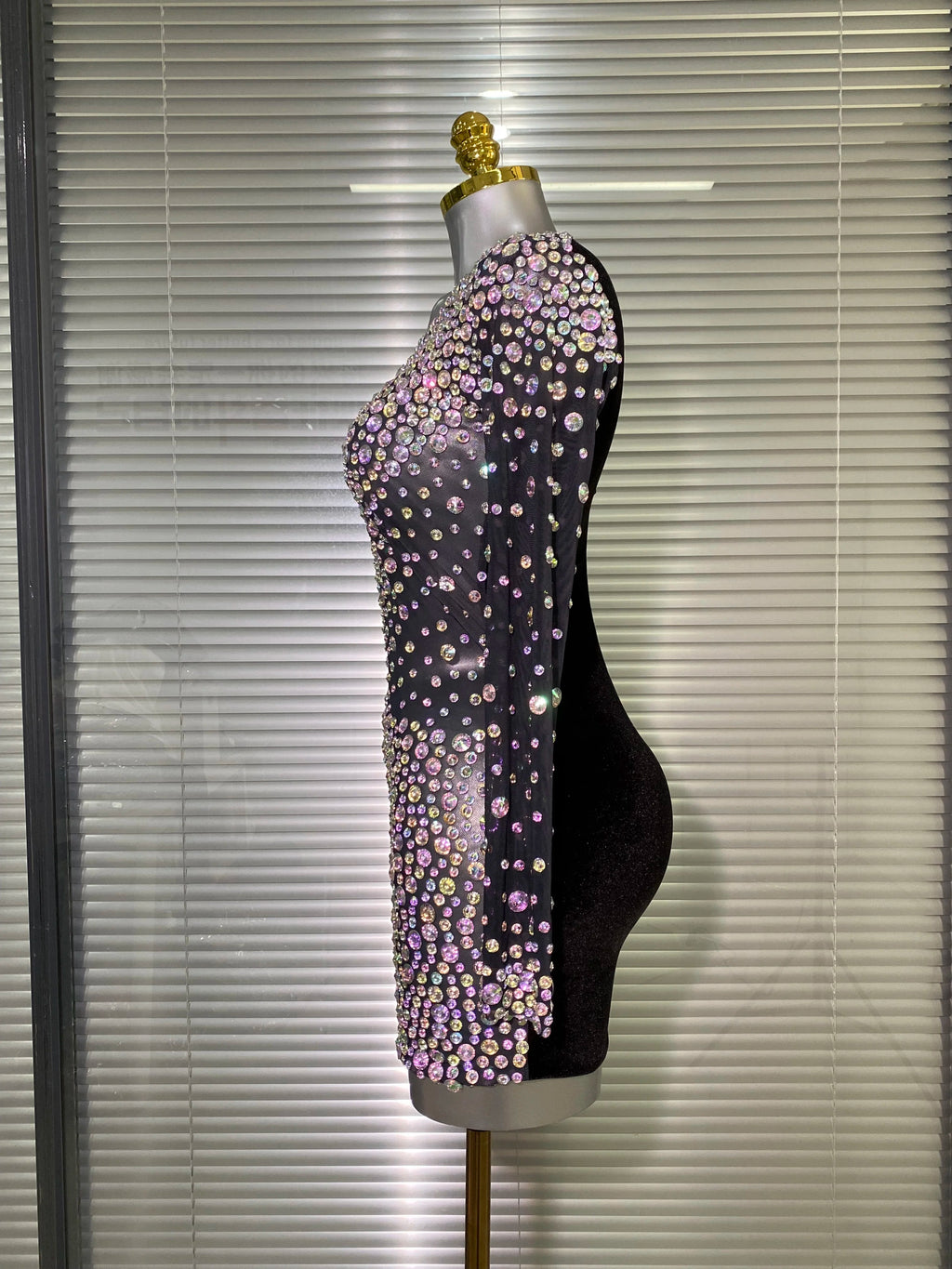 AVP PASSION: Sheer Black Sparkle Bodycon Mini Dress
