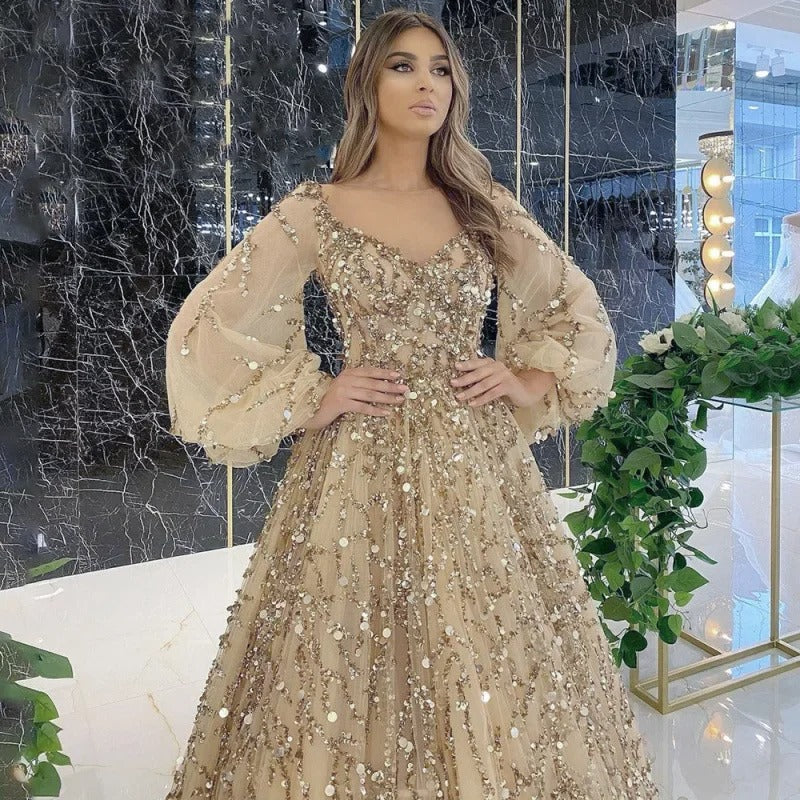 AVP PASSION: Gold Beaded Queen’s Evening Gown