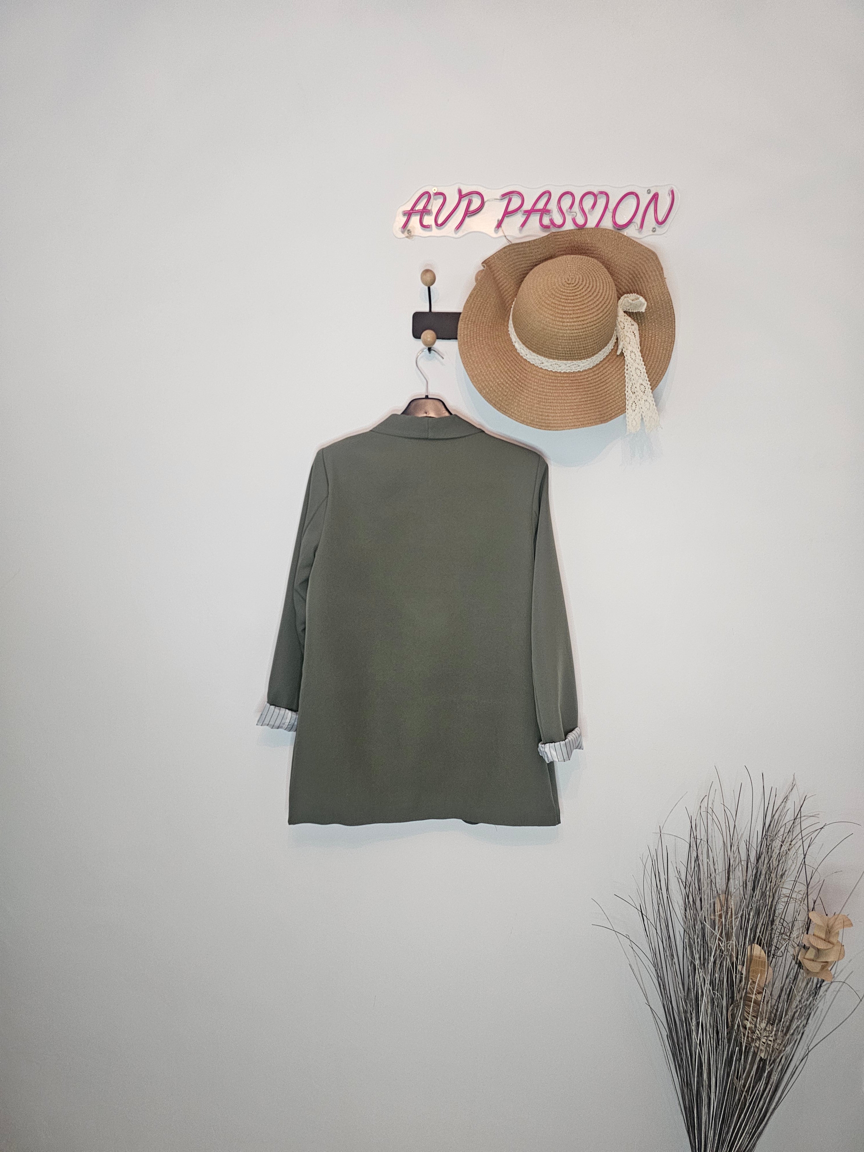 AVP PASSION Veste femme kaki chic taille unique S-XL manches rayées