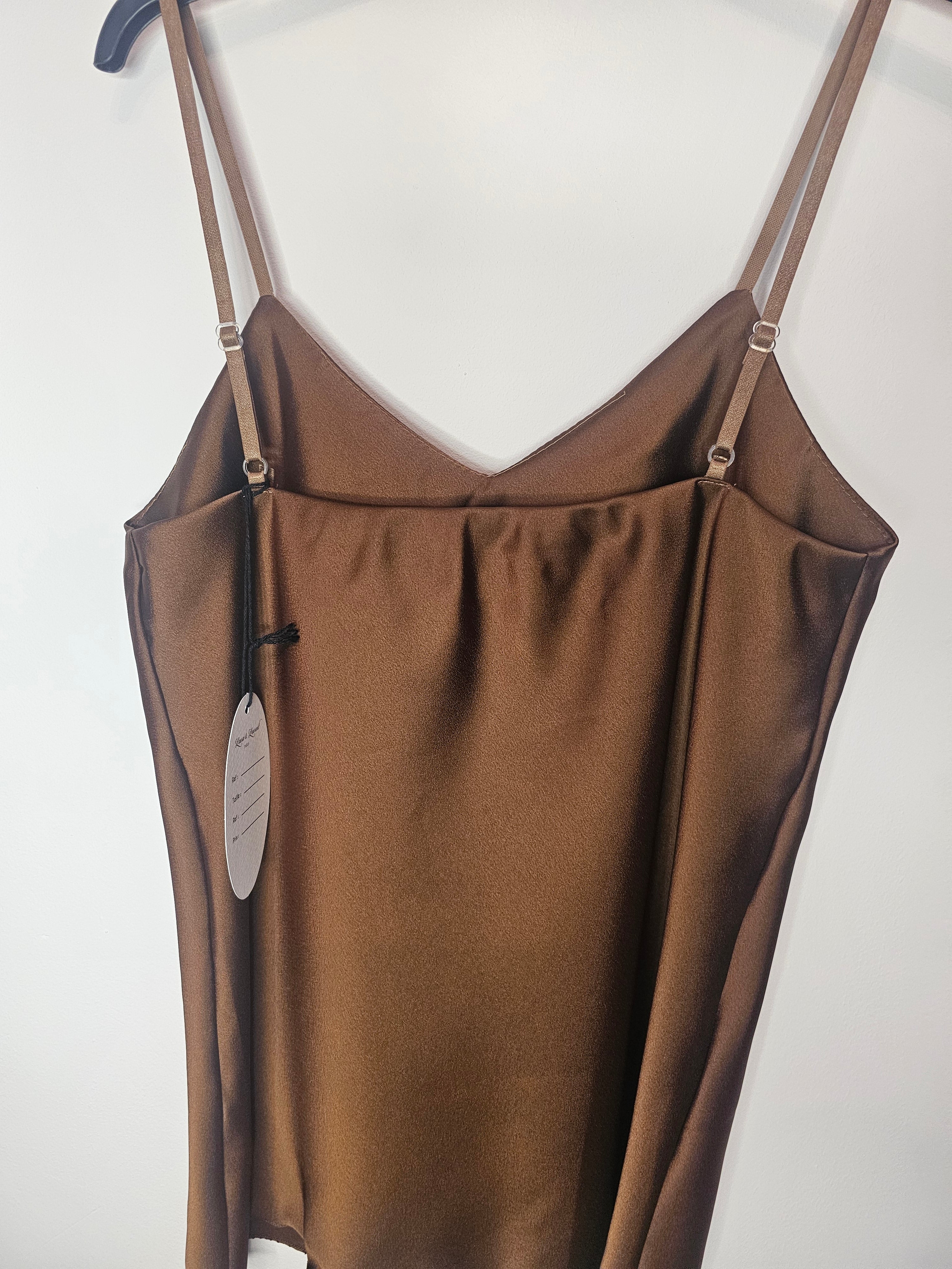 AVP PASSION Top satiné femme été marron col V sans manches